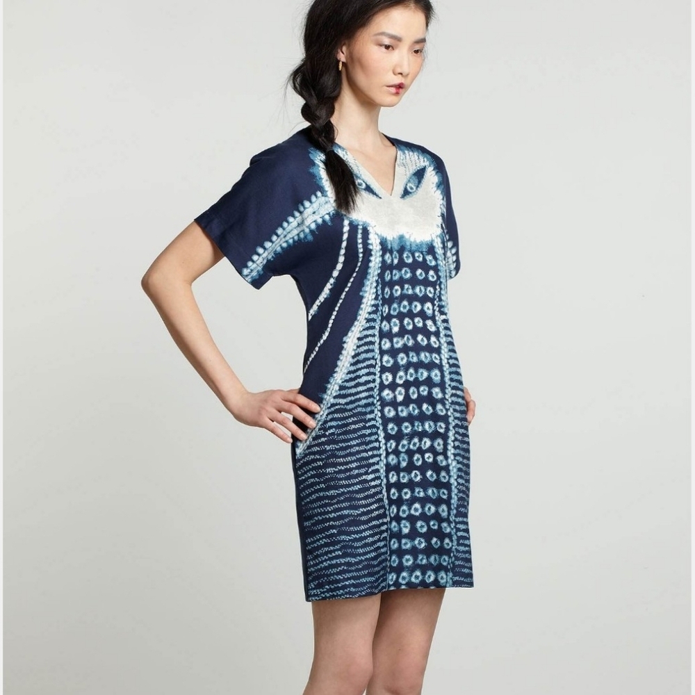 Zoologist By Charlotte Linton Shift Dress Barn Owl Blue Dye‎
